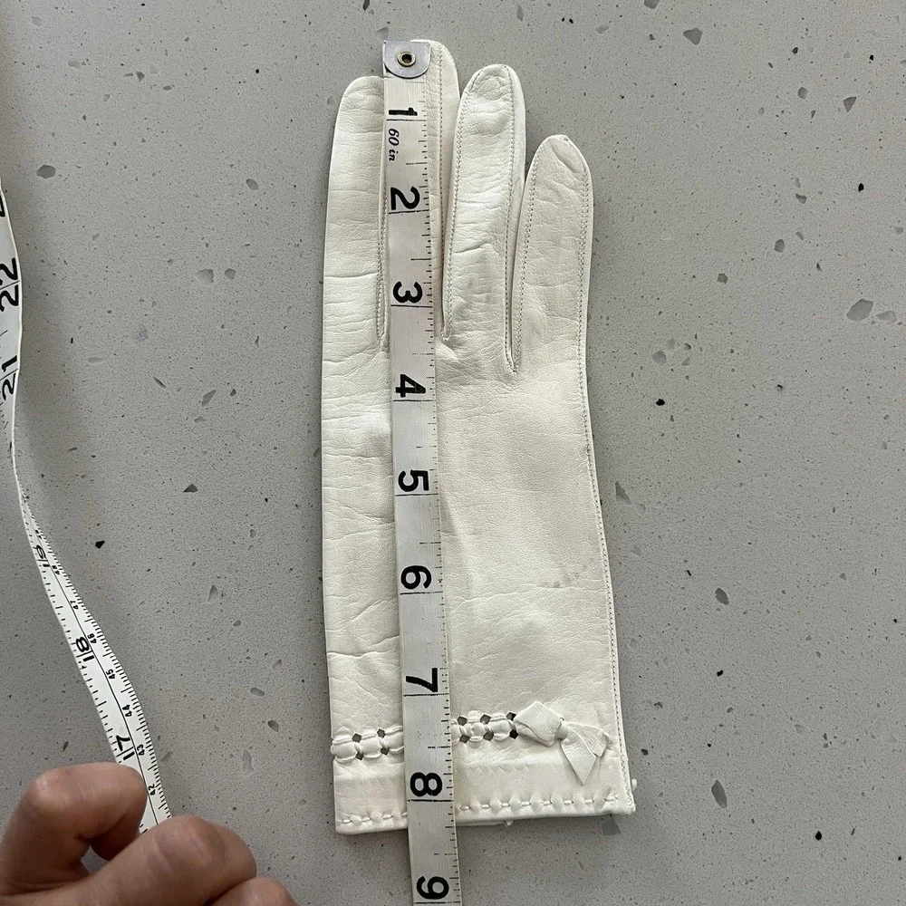 Vintage 50s 60s Genuine Deerskin Leather Gloves set White Black size 6 / 6.5
